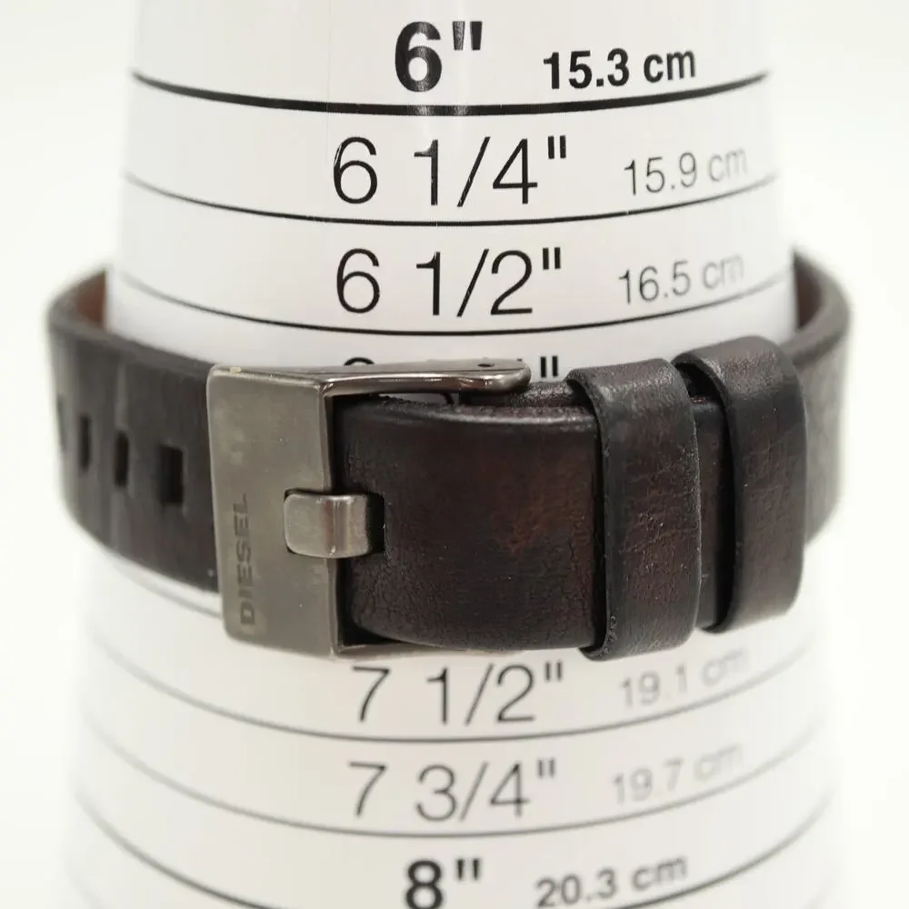 Diesel Mens Gunmetal 42mm Chronograph Watch Leather Strap DZ5329 w New Battery